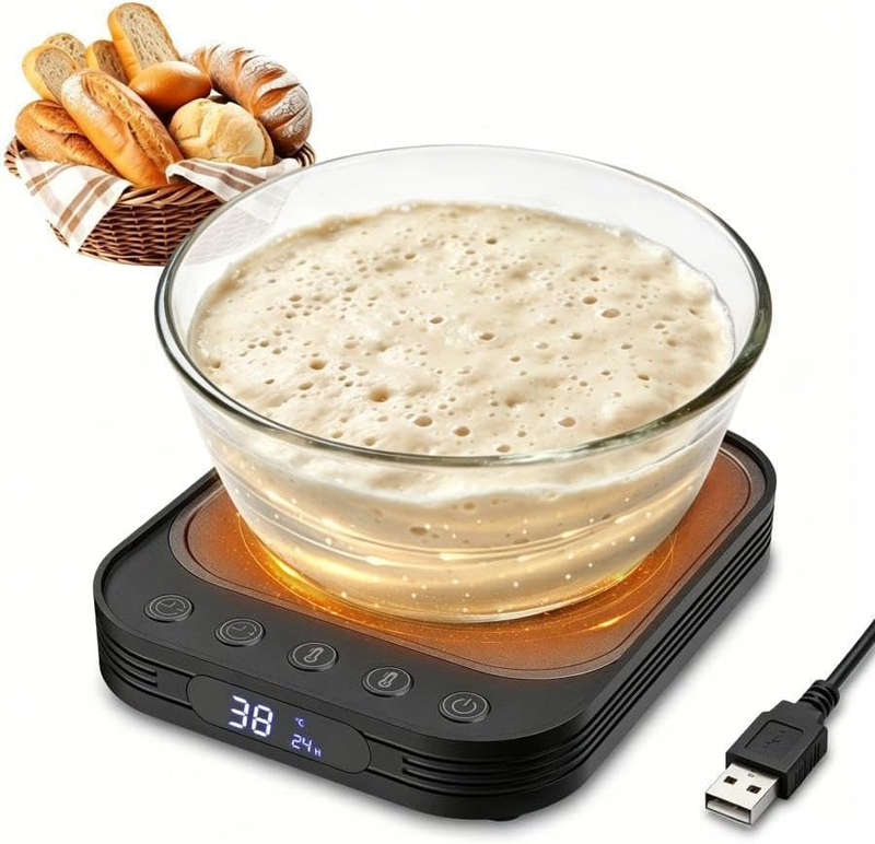 Sourdough Starter Warmer Mat - 24H Timer - Precise 1℃ Thermostat Control (21-38℃