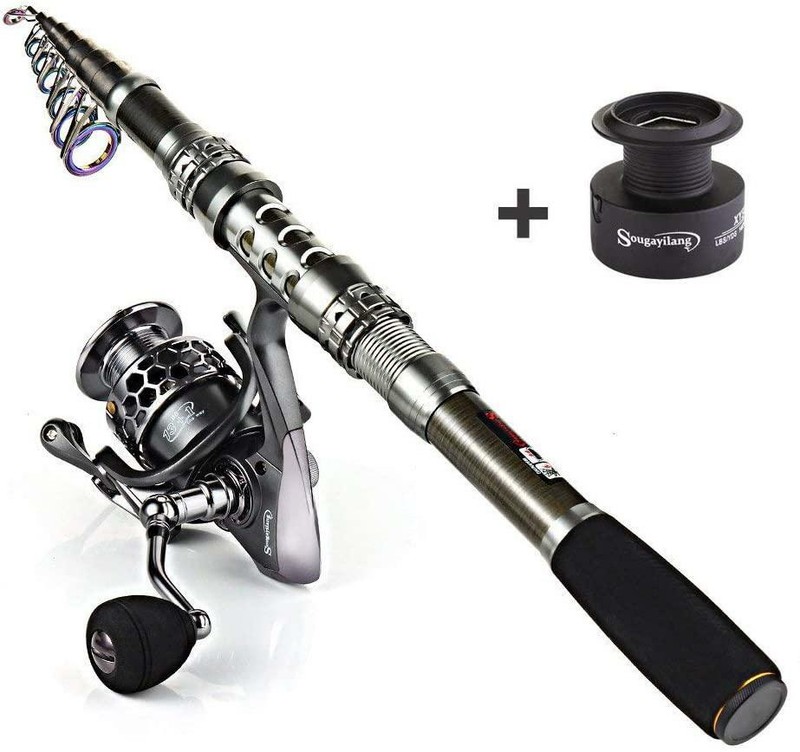 Sougayilang Spinning Fishing Rod and Reel Combos Portable Telescopic Fishing Pol