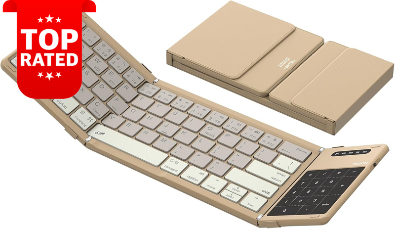 Cube Foldable Bluetooth Keyboard Touchpad Number Pad Portable Travel Khaki