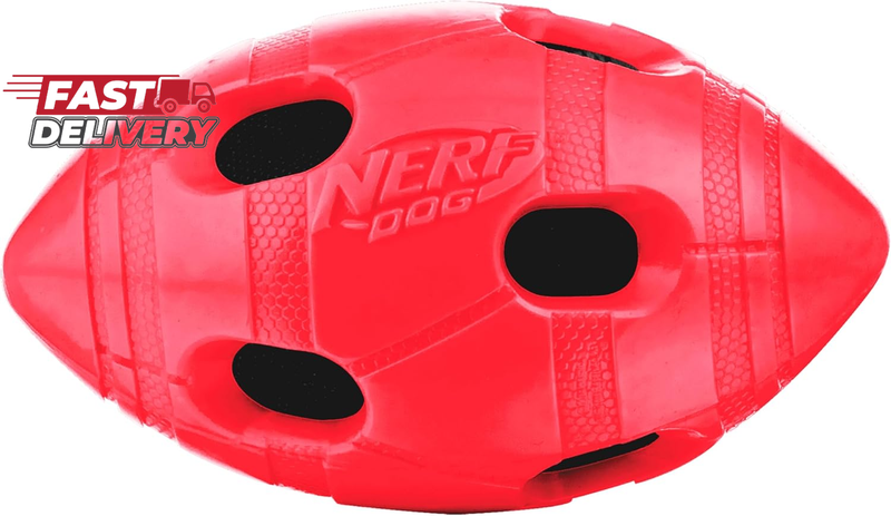 Nerf Dog Rubber Football Dog Toy with Interactive Squeaker and