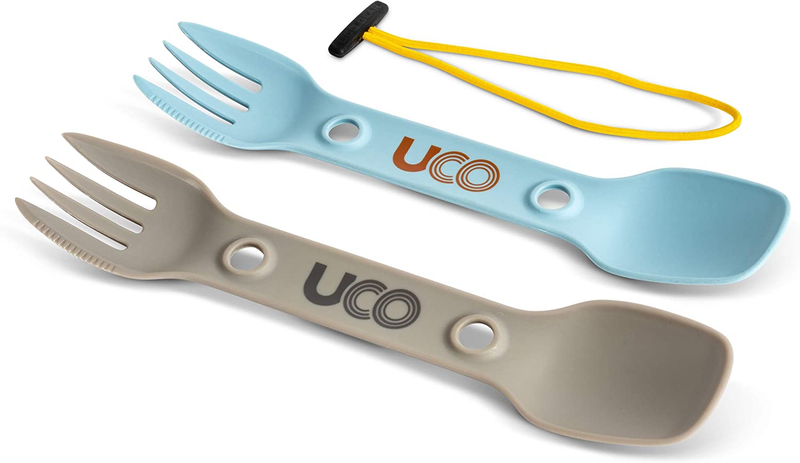 Utility Spork 3-In-1 Combo Spoon-Fork-Knife Utensil, 2-Pack, Gold/Sky Blue