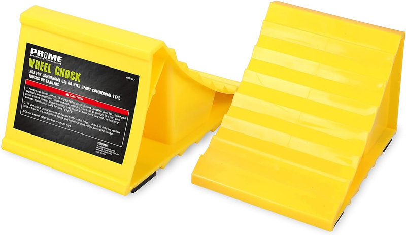 PR1ME Wheel Chocks with Non-Slip Base for RV & Trailer. 2 Pack Safety Wheel Choc