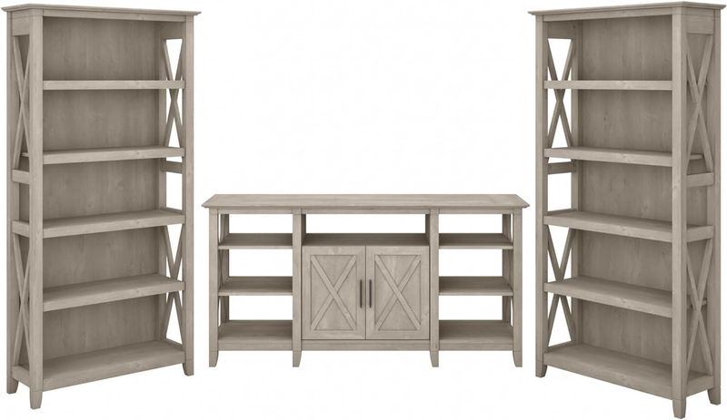 With Set Of 2 Bookcases, Farmhouse Enterta