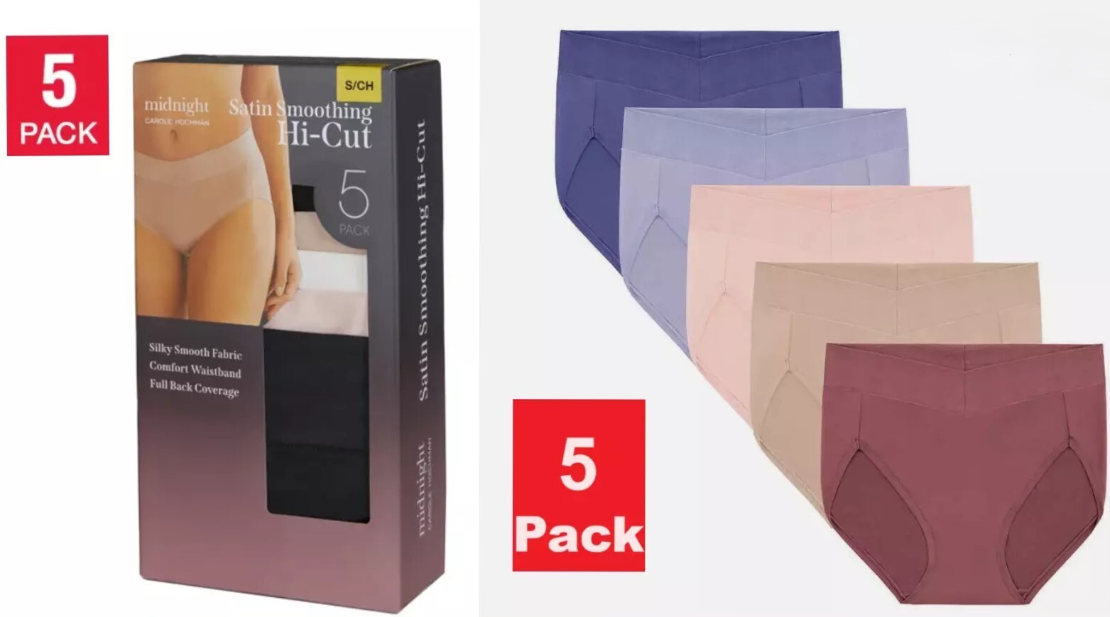 Carole Hochman Ladies Midnight Satin Smoothing Hi-Cut
