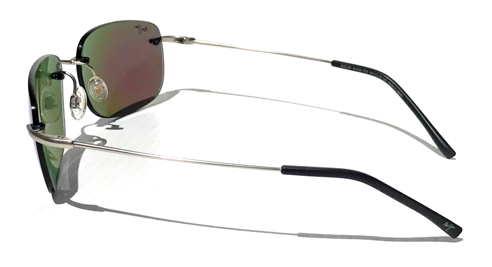 Pre-owned Maui Jim Ohai Matte Silver Polarized Green Mirror Sunglass Gm334-17m