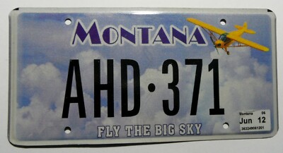 USA Nummernschild aus Montana "FLY THE BIG SKY" mit Flugzeug. S-3019.