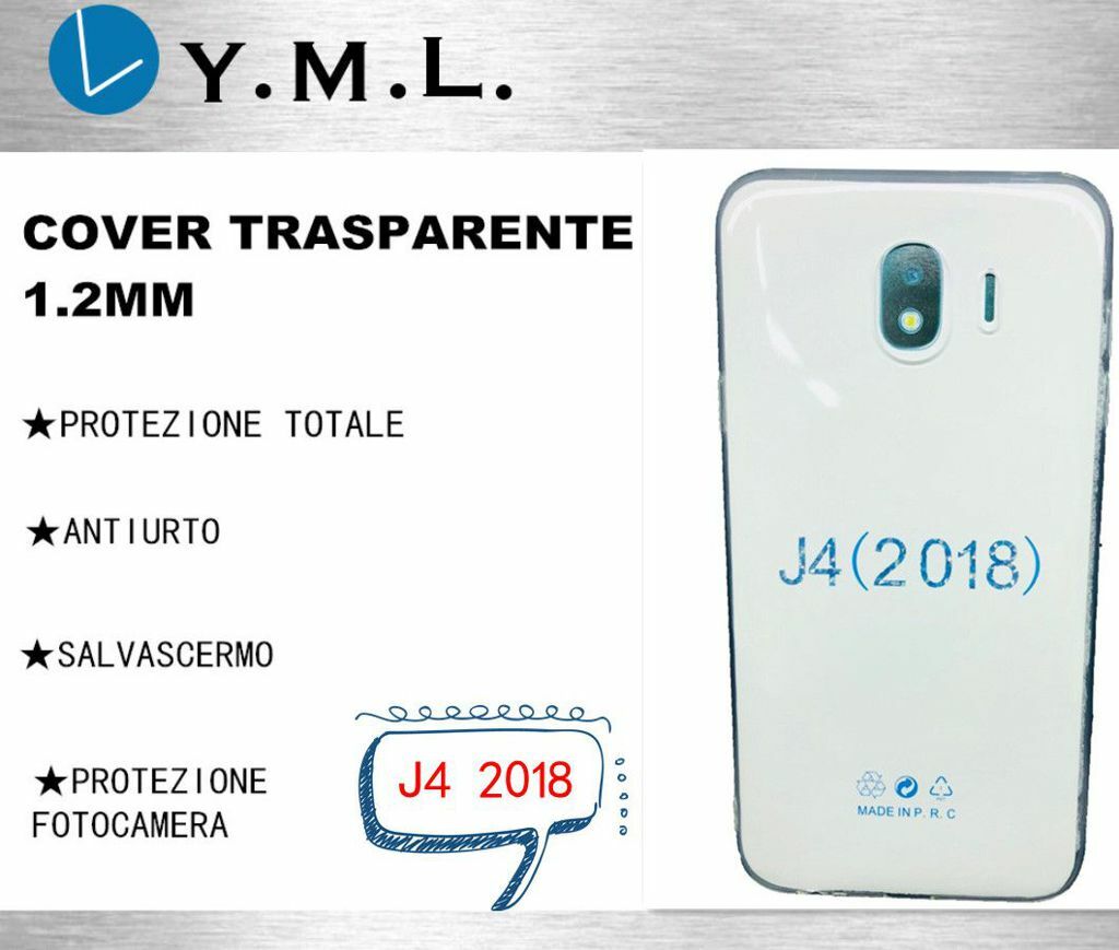 Custodia Cover In Tpu Trasparente Sottile 1.2mm Per Samsung J4 2018 mar