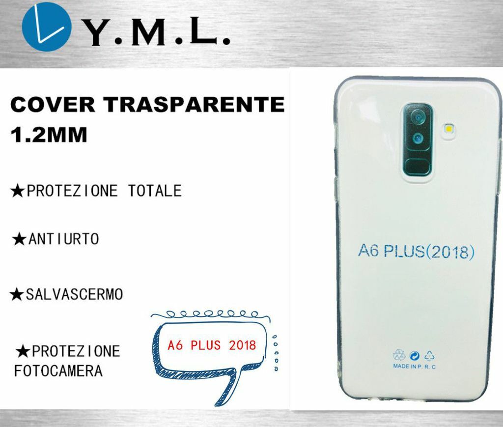 Custodia Cover In Tpu Trasparente Sottile 1.2mm Per Samsung A6 Plus 2018 mar
