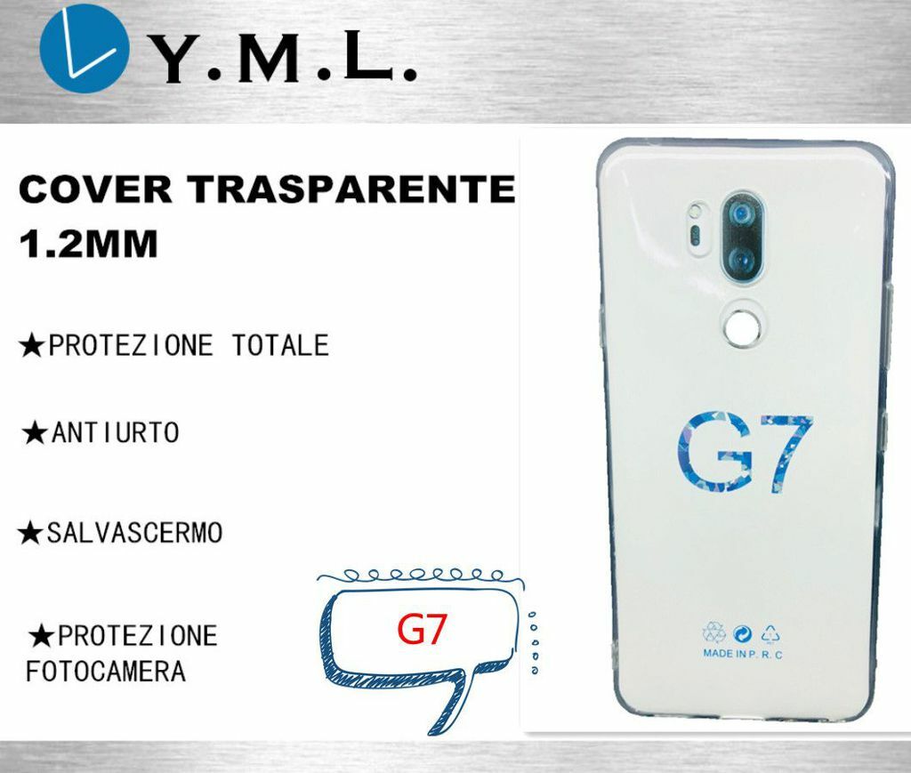 Custodia Cover In Tpu Trasparente Sottile 1.2mm Per LG G7 mar