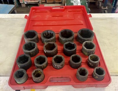 Proto  Impact Socket Set: Drive Size 1'', 18 Pieces, 1-7/16  - 2-5/8  Set w/ Case
