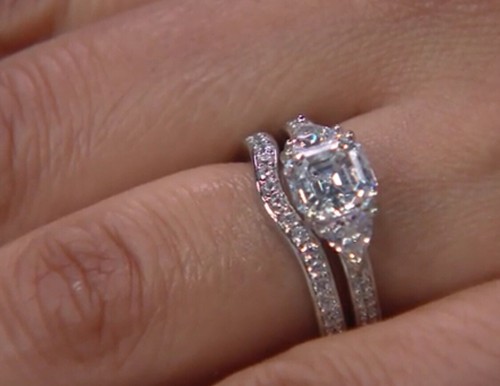 Diamonique 2.90 cttw Asscher Bridal Ring Set, Platinum Clad SZ 8 Brand NEW
