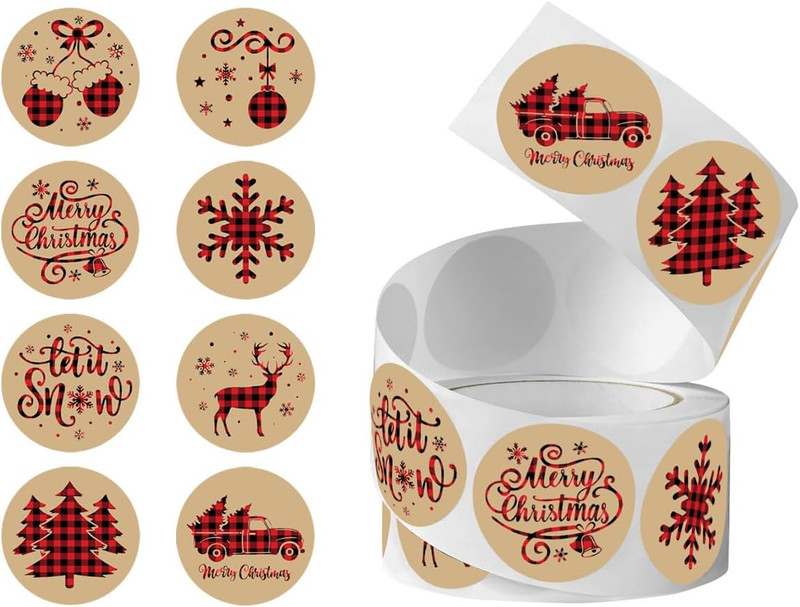 500 Pcs 1.5 Inch Merry Christmas Stickers Roll for Gift Packing, Cards, Envelope