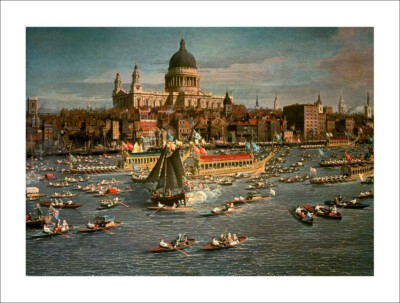 Canaletto London Thames St Pauls Cathedral fine art print wall art WITH BORDER