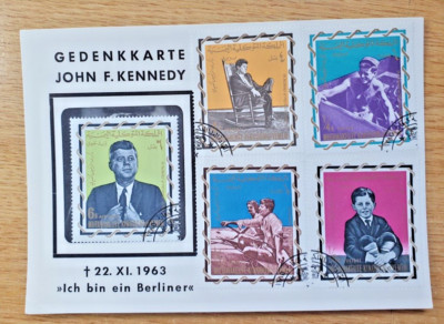 1968 YEMEN Commemorative Card Cover JOHN F KENNEDY ''Ich Bin Ein Berliner'' Speech