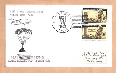APOLLO 17 SPLASHDOWN DEC 19,1972 HOU MANNED SPACEFLIGHT  COVER NASA