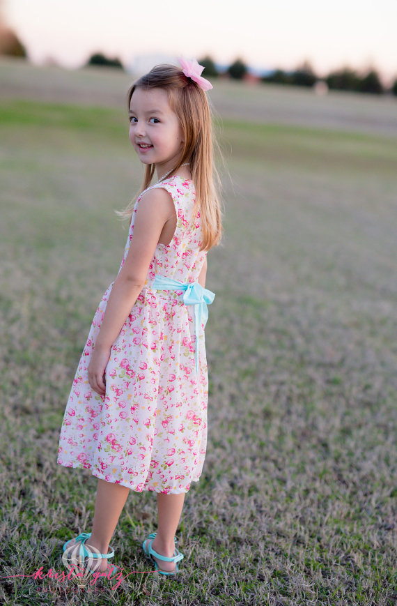 Toddler Girl Floral Pink Chiffon Spring Easter Birthday Toddler Dress