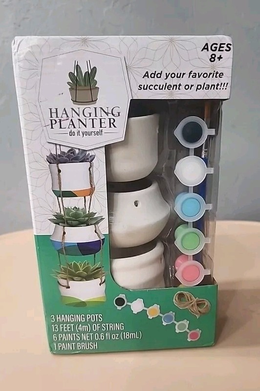 Hanging Planter Do It Yourself 3 Hanging Pots W/String Paint