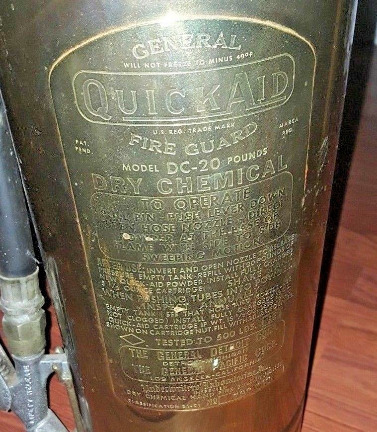 Brass General Quick Aid Fire Guard Model DC-20 LB Dry Chemical Fire Extinguisher