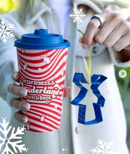 NEW* Dutch Bros Cookie Cutter Tree Ornament Blue Windmill Still In