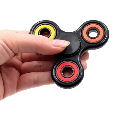 Black Tri-Spinner Fidget Toy Plastic EDC Hand Spinner For Autism and ADHD