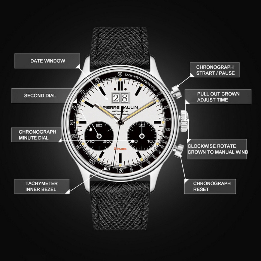 Pre-owned Merkur Men Chronograph Watch 40mm Panda Manual Wind Mechanical Wristwatch St29