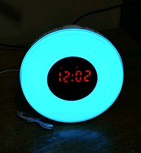 Digital Alarm Clock LED Clock multi Color Switch & FM Radio Clock Touch Snooze