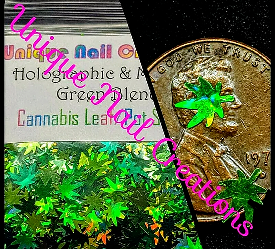 4/20~CANNABIS LEAF/POT SHAPE GLITTER~NailArt•Acrylic•Gel•Body Art•Face•Festival