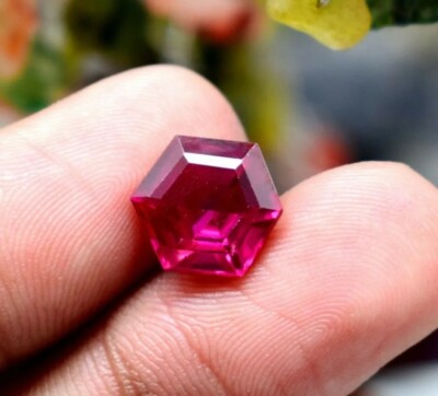 Natural 10.21 CT Certified Mozambique Red Ruby Hexagon Cut Loose Gemstone