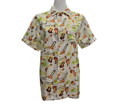 One Resolution Clothing Mens Small Palm Trees Ukulele Button Up Tropical