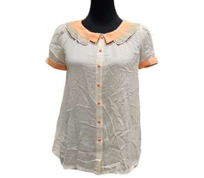 Vero Moda Mini Luna Womens Small Short Sleeve Button Front Collared Cottage Core