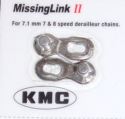 KMC Missing Link II -REUSABLE Master Link -Fits 7 & 8 speed chains 