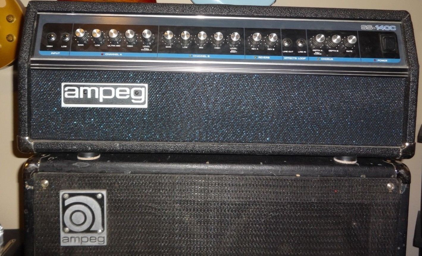 Ampeg SS-140C half stack amplifier 1980's