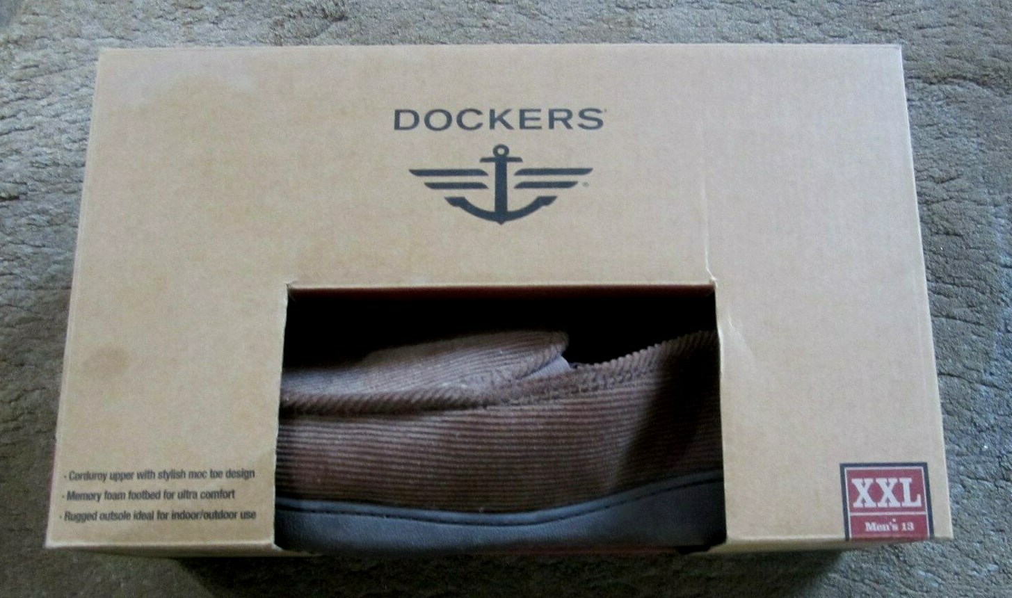 New Dockers Mens Size XXL(13)  Brown Corduroy Moccasin W/ Memory Foam