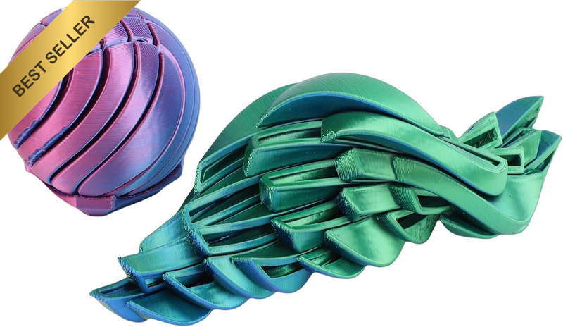 2Pcs 3D Print Gear Ball Fidget Toy, Sphere Stress Relief Squeeze Toy for Anxiety