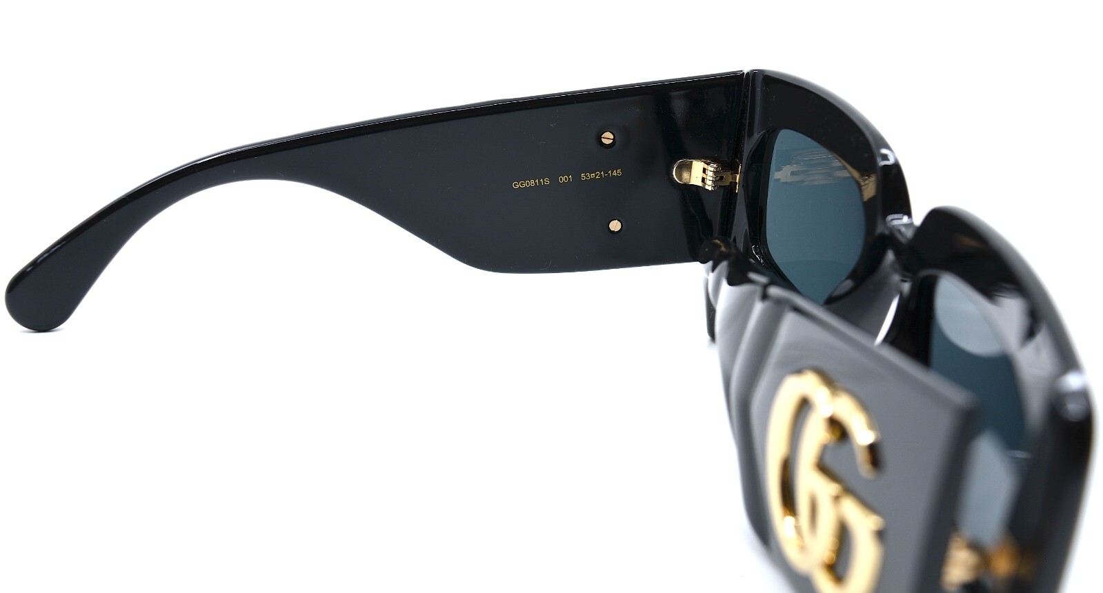 Pre-owned Gucci Gg0811s 001 Black Grey Authentic Sunglasses 53-21 In Gray