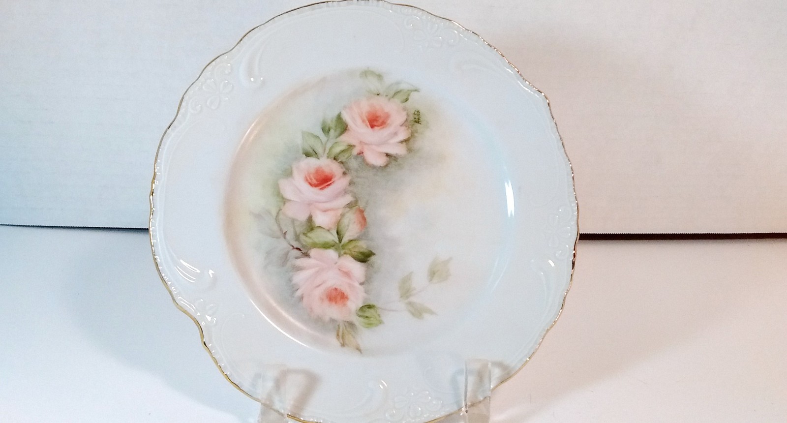 Hand painted floral china plate by Anita Blair ~ 7