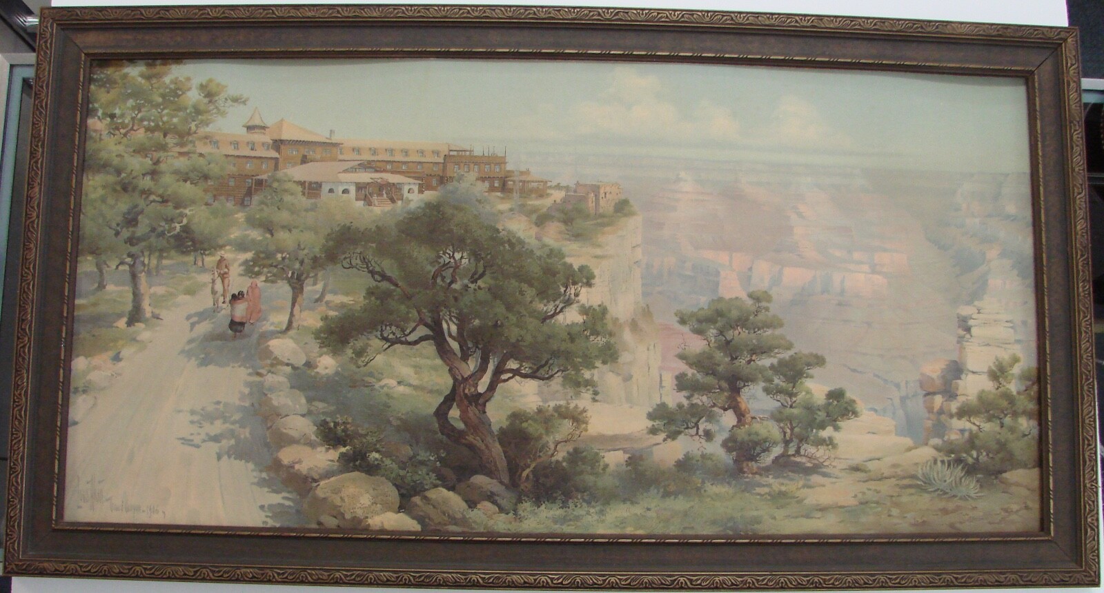 Louis Akin El Tovar, Grand Canyon 1906 Original Santa Fe Chromolitho Fred Harvey
