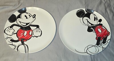 Zak! Designs 2 Different Mickey Mouse Sketchbook Melamine 10'' Dinner Plates