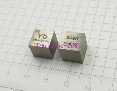 1 Piece 99.99% High Purity Ytterbium Yb 10mm Cube Carved Element Periodic Table