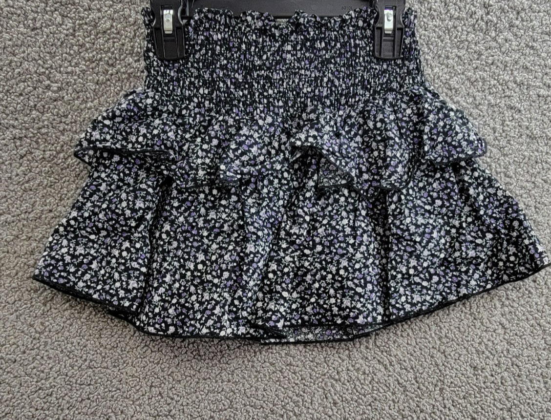 KatieJnyc Brooke Floral Print Skirt Girls' S Black Multi Smocked Elastic Waist - Picture 9 of 15