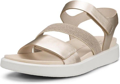 Pre-owned Ecco Womens Flowt 2 Band Sandal In Pure White Gold