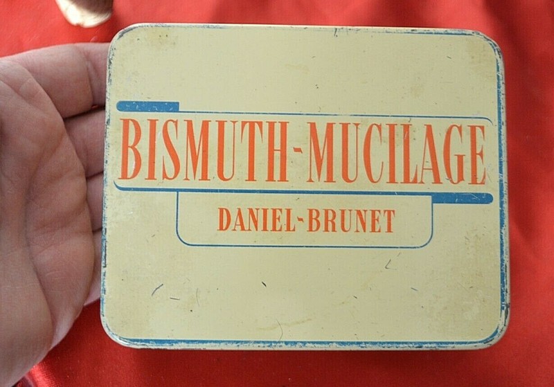 Ancienne BoÃ®Te En MÃ©Tal LithographiÃ©E Bismuth Mucilage Laboratoire Daniel-Brunet