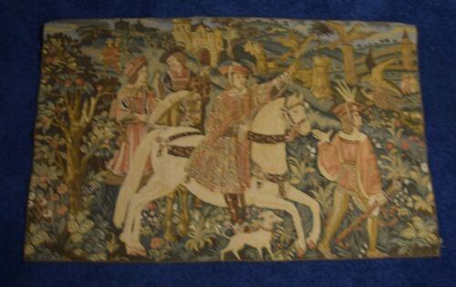 Medieval Renaissance "Departure for the Hunt" Belgian Tapestry by Ter Waes