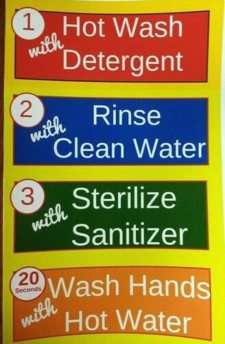 # (Wash-Rinse-Sanitize) Portable 3-Compartment Sink, Labels, Signs, Stickers 