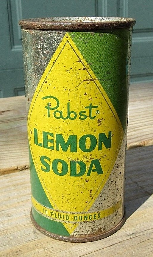 Vintage 1950's Pabst Lemon Lime Soda 10 FL OZ Flat Top Can Top Open