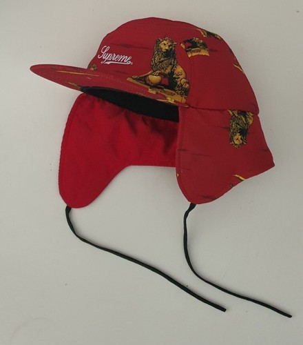 レア！Supreme Lions Trail camp 5 panel hat SS13 Supreme Lions Trail hat size M/L red cap earflap