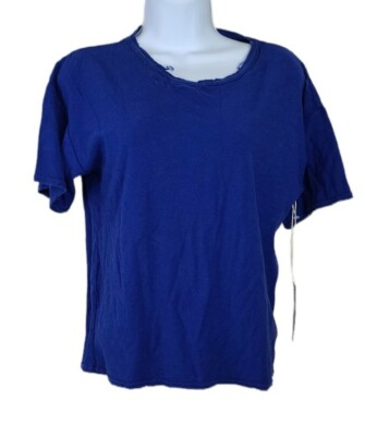 NEW CITIZENS OF HUMANITY ESMAY T-SHIRT DISTRESSED TEE TOP BLUE SIZE small