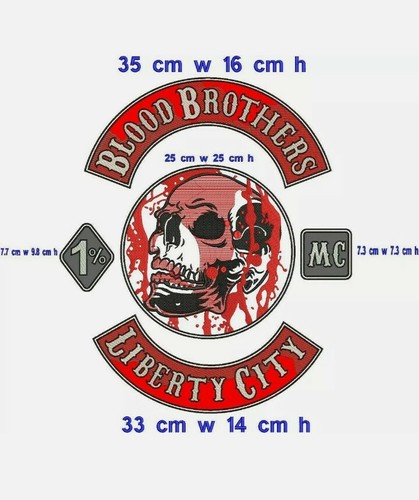 Blood Brothers mc 35cm iron on embroidered set | eBay