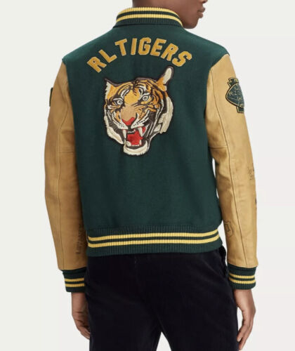 Polo Ralph Lauren Large Letterman Varsity Jacket Leather RRL Polo Ralph Lauren Large Letterman Varsity Jacket Leather RRL