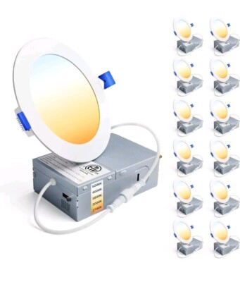 12 Pack 4 inch LED Recessed Ultra Slim Lights (5CCT 2700K-5000K) Dimmable 